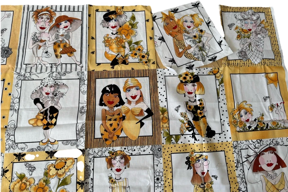 BEE HAPPY panel LORALIE HARRIS Vintage OOP RARE cotton ALL SQUARES NEW  - Image 2 of 4