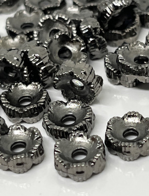 Donut Ring Blumen Abstandshalter Abstandsperle Spacer 45Stück 9mm Metall schwarz
