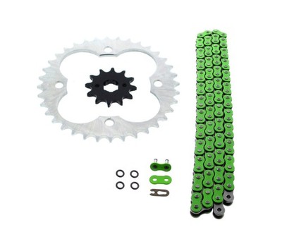 1988-1989 Honda TRX250R 250R 520-92 Green O Ring Chain & Sprocket Silver 12/36