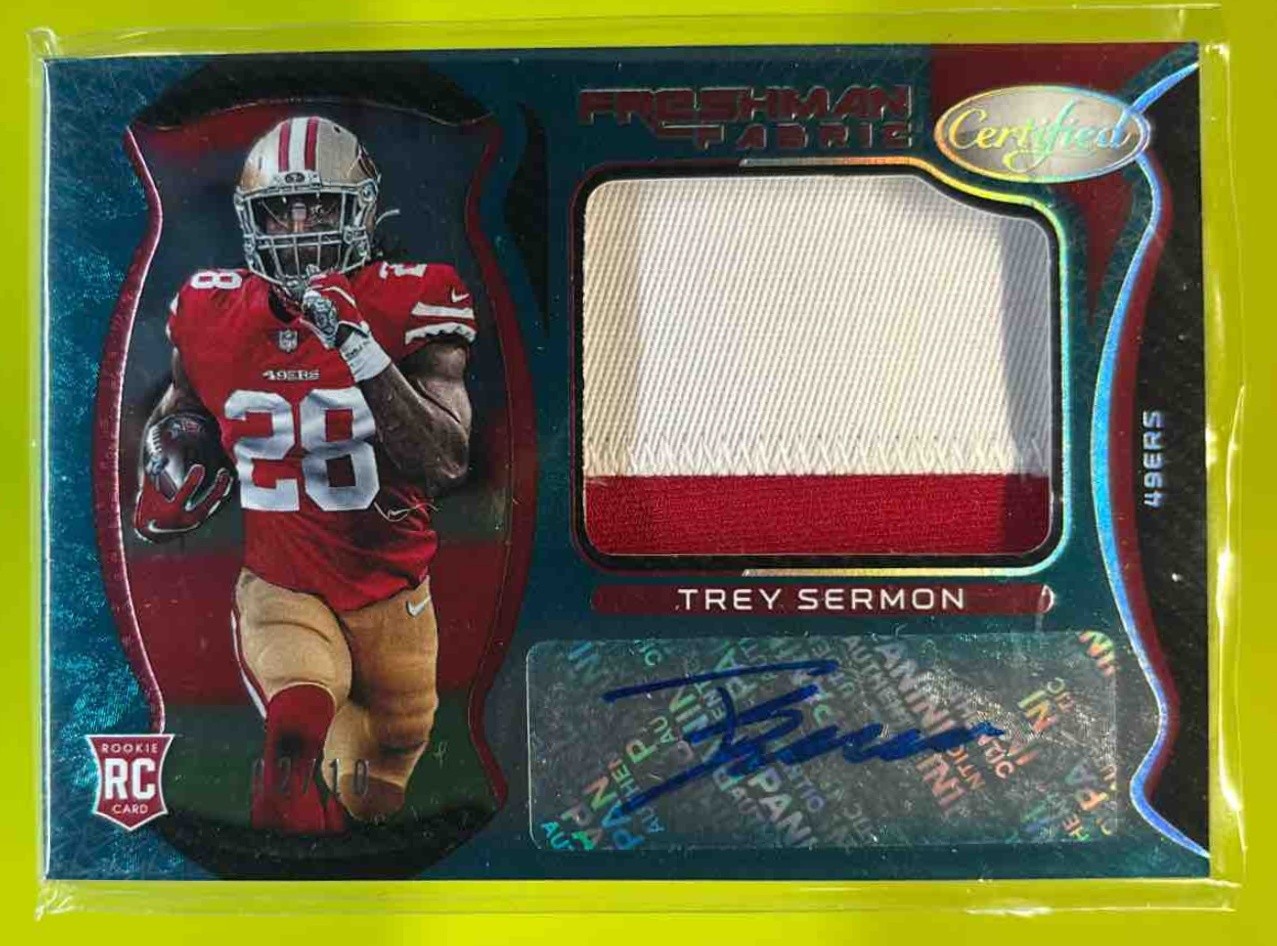 Trey Sermon Panini Certified #224 Autograph Jersey Teal Mirror