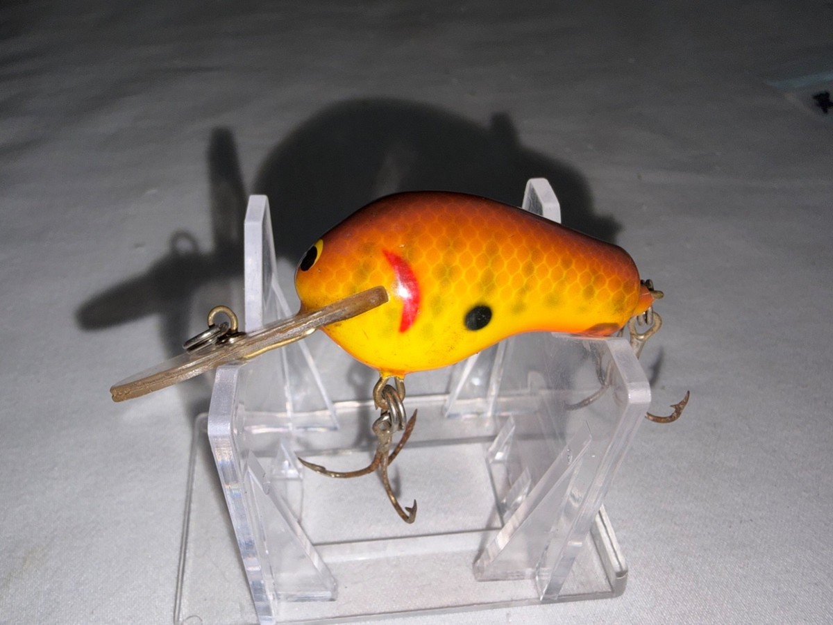 Vintage Bagley Honey B - Brass HW - DK Crawfish on Chartreuse - EX