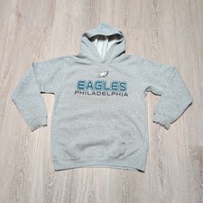 NFL Team Apparel Philadelphia Eagles Hoodie Kids L 14/16 Gray Distressed Soft