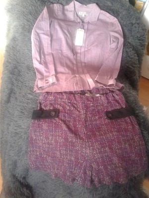 COMMA Bluse 34 /SURKANA Rock- Shorts Optik M -SET: fliederfarbig, meliert, fein