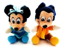Vintage MICKEY MINNIE MOUSE Plush by Mickey's Christmas Carol Used Lot 7" Tall