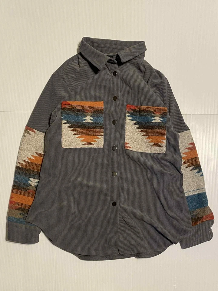 Camisa Para Hombre Con Botones Mediana/Grande Estampado Azteca Suroeste Manga Larga Foto 2 de 4