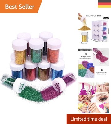12x18g Glitzerpulver Set für Maniküre & Kunst - Ungiftige Farben für Bastelideen