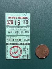 VINCE COLEMAN 107th SB 1987 Expos Cardinals ticket stub WILLIE MCGEE GALARRAGA