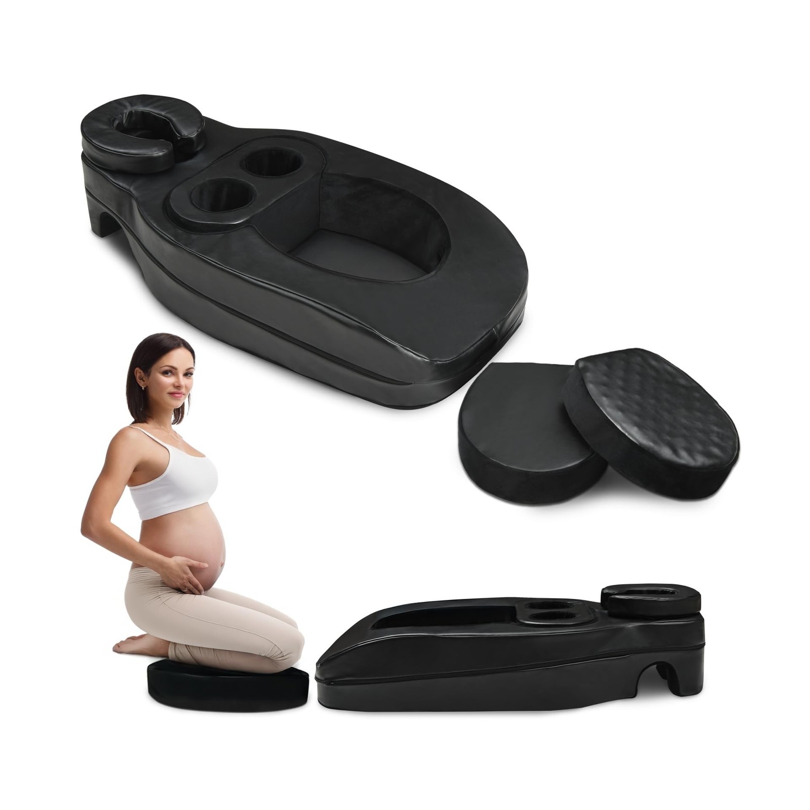 Pregnancy Massage Cushion & Headrest - Release Lower Back Pain, Prenatal Bols...