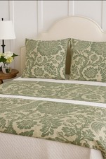 The Pottery Barn blue pillow cases are made of a luxurious blend of linen