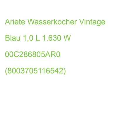 Ariete Wasserkocher Vintage Blau 1,0 L 1.630 W 00C286805AR0 (8003705116542)