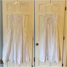 Madewell Poplin Seamed Maxi Dress White Back Cutout Pockets Size 12 NWT