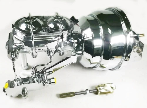 Chrome 8" Dual Power Booster Bail Top Master Cylinder & Bracket A-Body Disc Disc