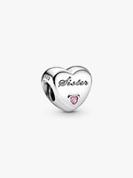 Pandora Charm AnhäNger Bead Sterlingsilber Schwester Herz Rosa Stein 791946PCZ
