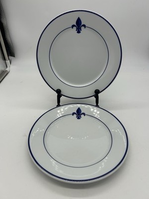 Apilco Williams Sonoma France Fleur de Lis Blue 8 1/2'' Salad Plates (Set of 2)