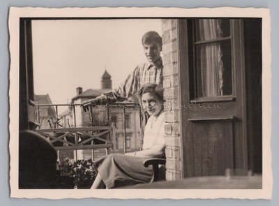 Beautiful Shot of 2 People on Balcony - Old Photo 1950s