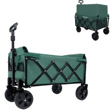Expandable Dual-Layer Utility Wagon Cart - 225lbs Capacity Green