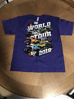 TN1- Alstyle Unisex T-Shirt Purple Monster Jam World Tour 2018 Youth XS NEW