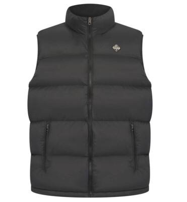 Schott Mens Jacket Taho 22V Logo Branded Full Zip Padded Nylon Gilet in Black