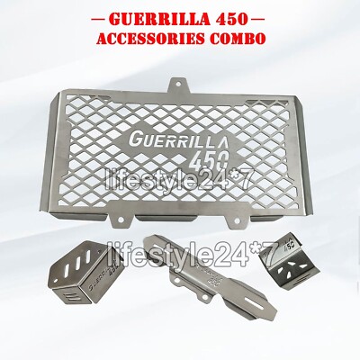 ''4 Pcs Accessories Combo Pack, Silver CP-2'' Fit For Royal Enfield Guerrilla 450