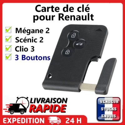 Coque de carte clé 3 boutons pour Renault Mégane 2 Scénic 2 Clio 3