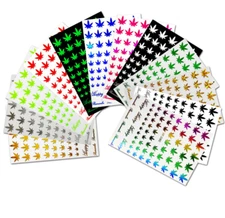 Cannabis Leaves Nails Stickers Glow In The Dark Pot Weed Marijuana Decals NH15