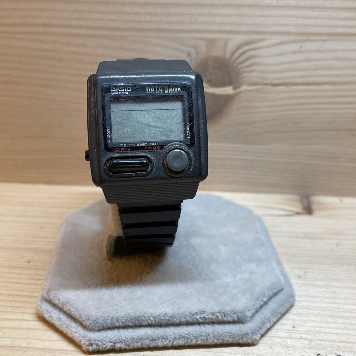 1993 Casio Databank DB-33W Watch Works Vtg Black Resin LCD Digital