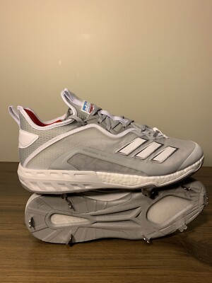 Adidas Men's Icon 6 Boost Baseball Cleats Grey Metal Men's 13 EH2382
