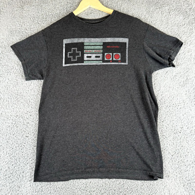 Nintendo Entertainment System Shirt Mens Medium Grey Graphic Gamer Pop Culture