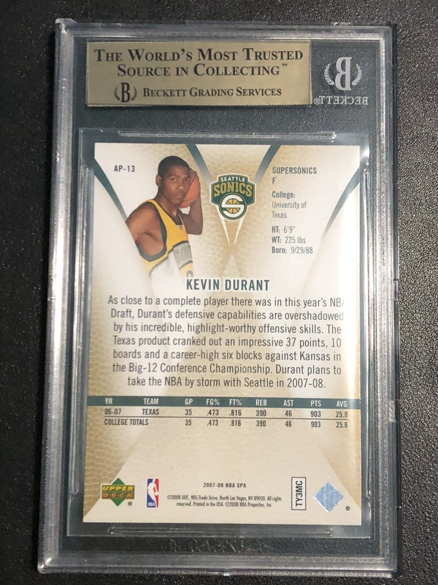 2007-08 SP Authentic Profiles Kevin Durant Rookie Card! BGS 9.5