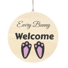 Easter Bunny Welcome Wood Sign Spring Farmhouse Door Wall Decor