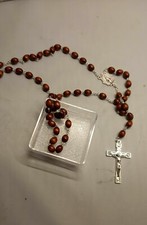 Crocifisso Crocefisso collana marrone Cristo Bagnato D'Argento Inri rosario