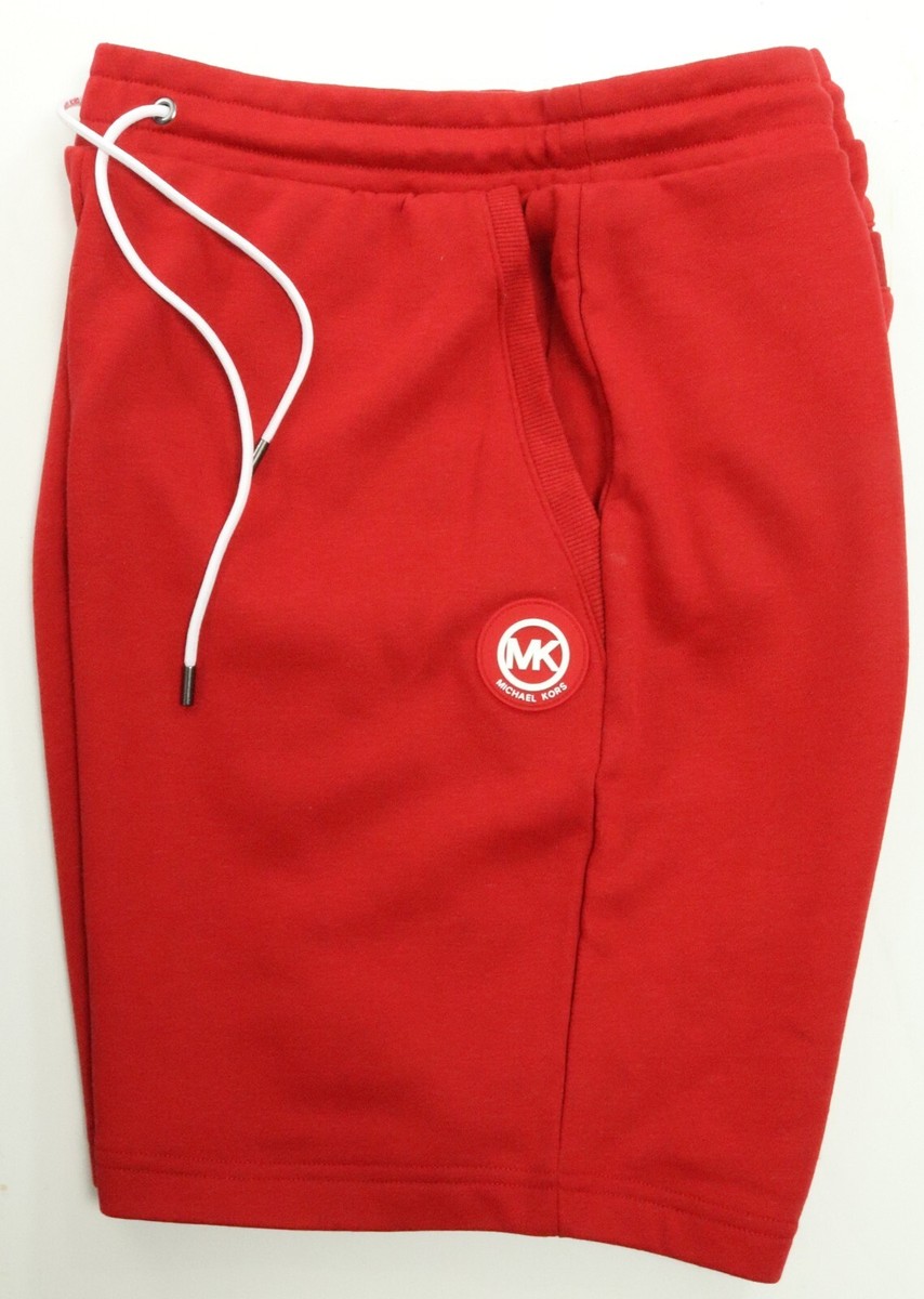 【MCNCHIPS】square logo sweatshorts New Mens Michael Kors Logo Red Jersey Fleece Drawstring