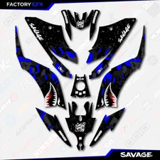 Black & Blue Savage Camo Racing Graphics kit fits Yamaha Raptor 125 250 11-25 
