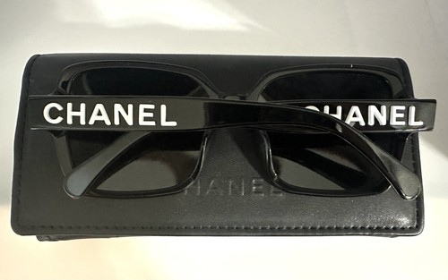New Authentic CHANEL Sunglasses Black With White Logo CH5408 C.1026/S4 - Picture 4 of 9