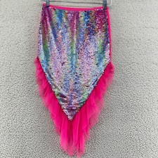 Wonder Nation Girls L 10/12 Pink Rainbow Sequin Mermaid Ruffle Dress Up Skirt