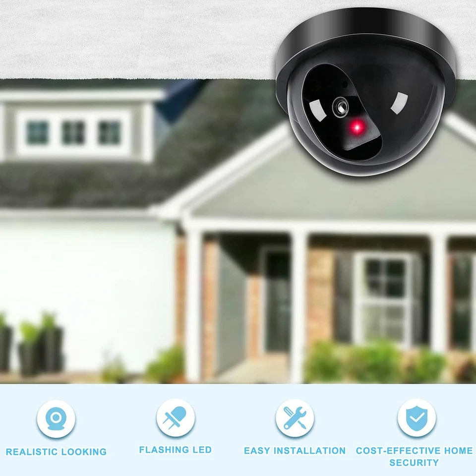 1-8Pack Dummy Camera Fake Security CCTV Dome Camera with Flashing Red LED Light - Image 2 of 4