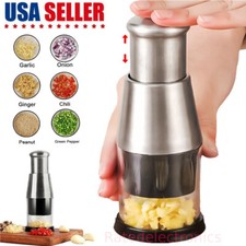 Pressed Garlic Chopper 304 Stainless Steel Hand Food Chopper Kitchen Tools US