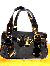 Russell & Bromley Stuart Weitzman Black Patent Leather / Suede Handbag