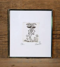 Day of the Dead Catrina Skeleton Posada Inspired Etching Handmade Mexican Folk