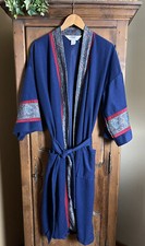 VTG Hemingway Point Mens One Size Lightweight Navy/paisley Trim Belted Bathrobe