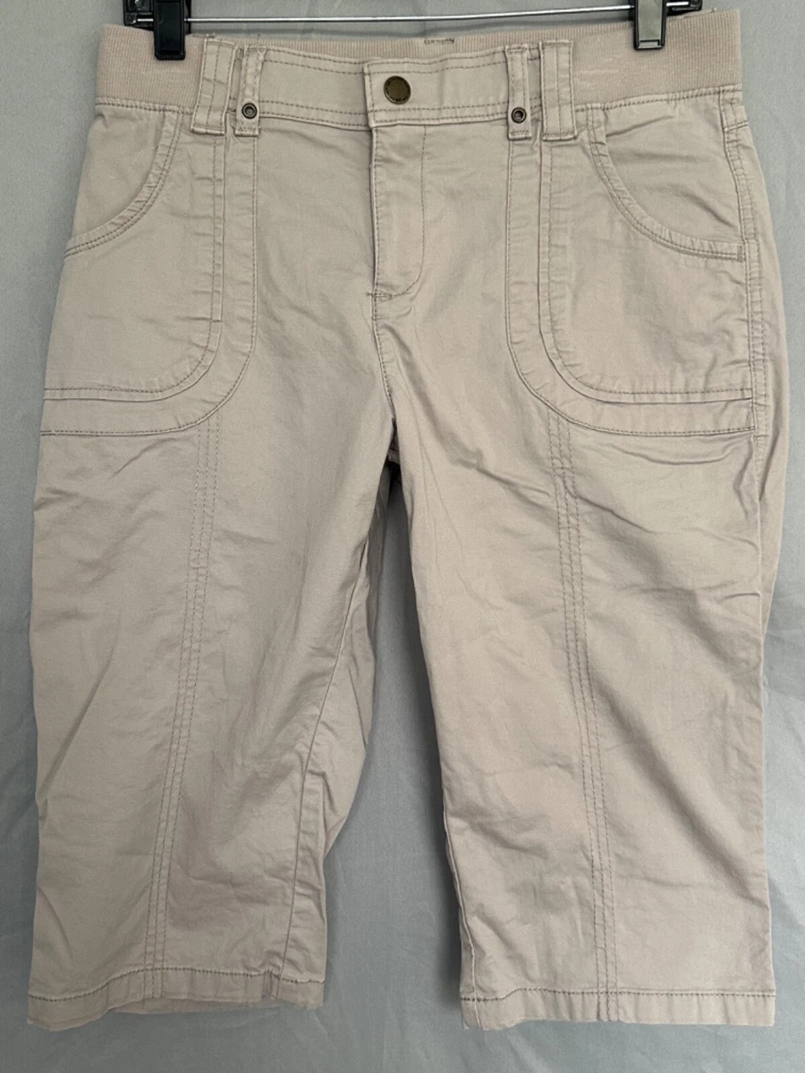Lee Womens Mid Rise Long Shorts Capris Petite 10P Relaxed Fit