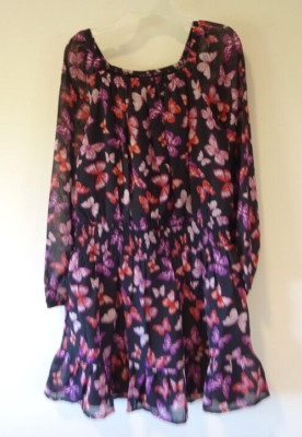 NWT Sugar & Jade Butterfly Elastic Smocked Waist Dress Girl's Size 8