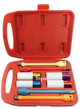 8pc 1/2''dr TORQUE LIMITER EXTENSION BAR Stick CrMoSteel Thin Wall deep Sockets