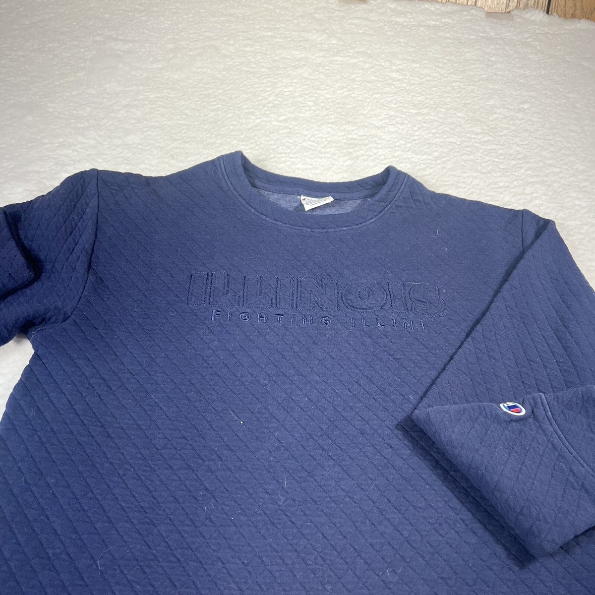 Illinois Fighting Illini Quilted Knit Sweatshirt M By