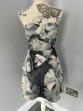 Karen Millen Green Floral Strapless Formal Dress Size 10