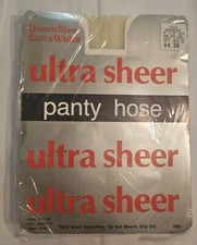 Ultra Sheer Panty Hose Queen Size Off White New in Package Up To 250 Pounds