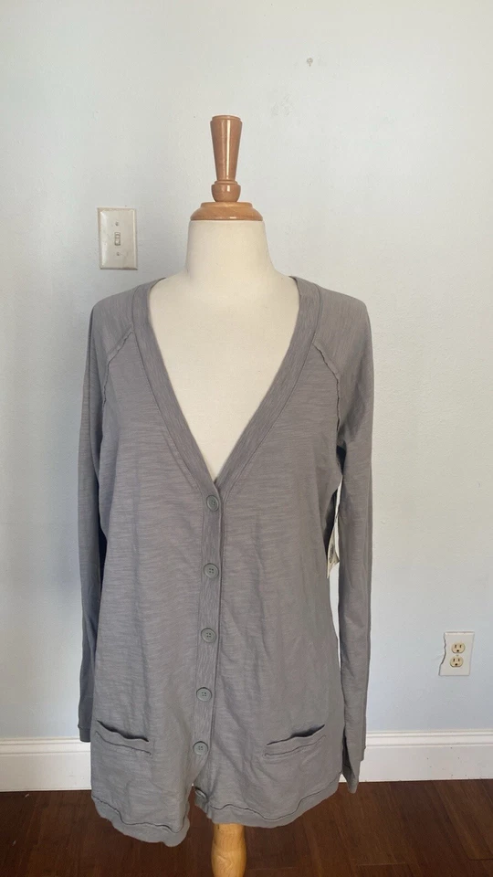 Cárdigan plumero Canyon River azul para mujer grande gris con botones Foto 2 de 4