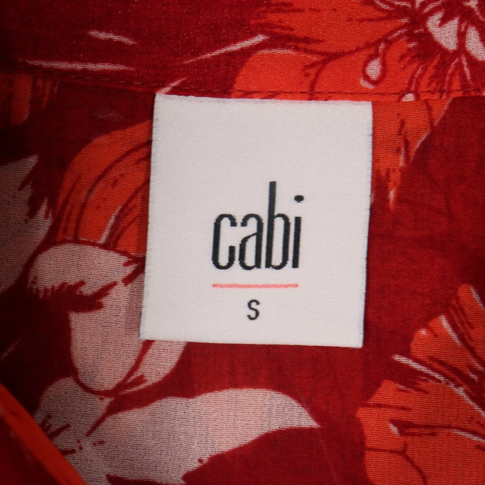Blusa con botones Cabi para mujer talla S roja Hothouse floral botón transparente manga larga Foto 4 de 4