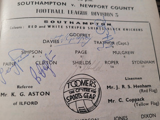 Signed Southampton V Newport County Programme 1958 Paine Godfrey Clifton Trayn