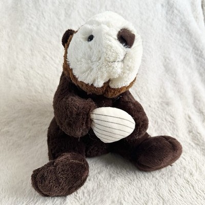 Wishpets Oska Brown Sea Otter Holding Seashell Clam 9  Sitting Plush Stuffed Toy